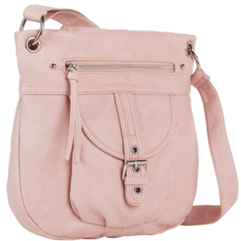 NWT Bueno of California Solana Crossbody Light Pink Leather Hobo Bag